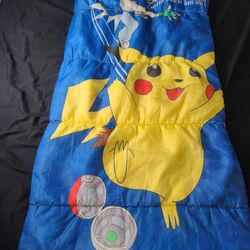 Vintage POKEMON Sleeping Bag 55x29 Camping Pikachu Gotta Catch 'Em All Kids 1999