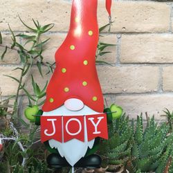 NEW-25.25" H Whimsical Gnome JOY - Festive Holiday Stake - Yard Art