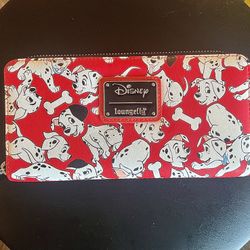 Loungefly Disney 101 Dalmatians Puppies 60th Anniversary Red Zip Around Wallet