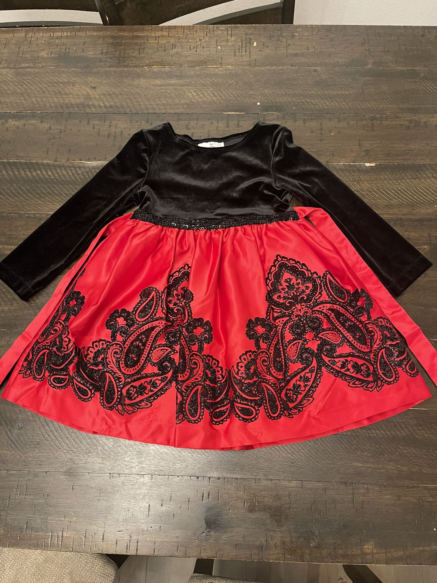 Size 3/3T Rare Editions Little Girl Flocked Satin Social Dress