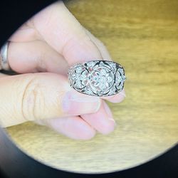 Italian sterling silver art deco ring Size 4.5 (15.2mm) NEW REDUCED PRICE !!! 