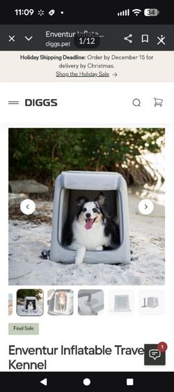 Enventur Diggs Inflatable Travel Kennel. Size Small
