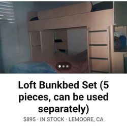 Loft Bunkbed Set, Pinewood Color