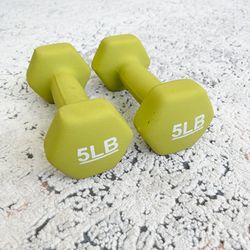Green Neoprene 5 lb Dumbbell Set