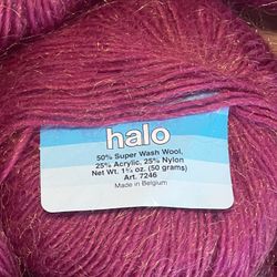 Yarn Bucilla HALO Wool / Acrylic / Nylon  Balls Crafts Maroon with gold shimmer