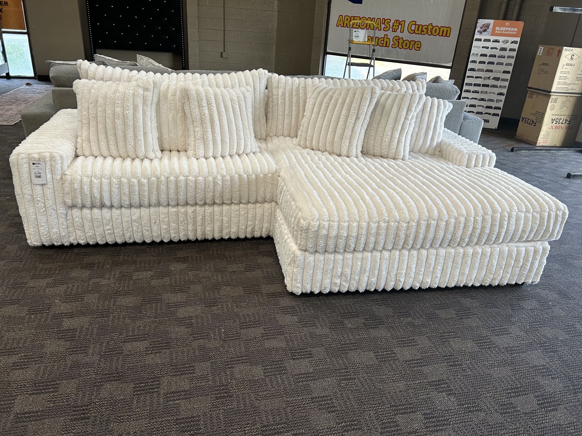 Big Soft White Cream Sectional Couch