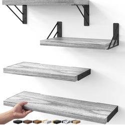 BAYKA Wall Shelves for Bedroom Decor, Floating Shelves for Living Room Kitchen Storage, Wall Mounted Rustic Wood Floating Shelves for Kids Books, Corn