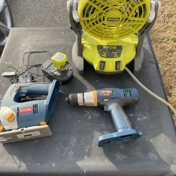 Ryobi Misting Fan, Drill And Jigsaw