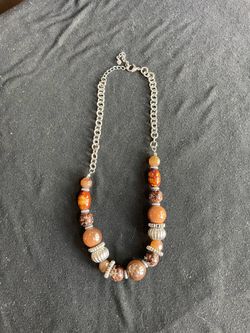 Brown & Orange Bead Necklace