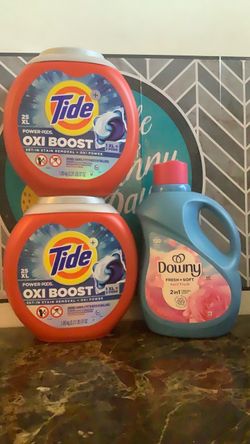 Tide Power Pods Oxi Boost & Downy Fabric Softener Bundle
