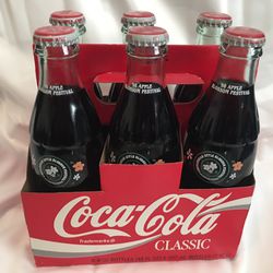 Vintage 1998 Apple Blossom Coke Glass 6 Pack Bottles