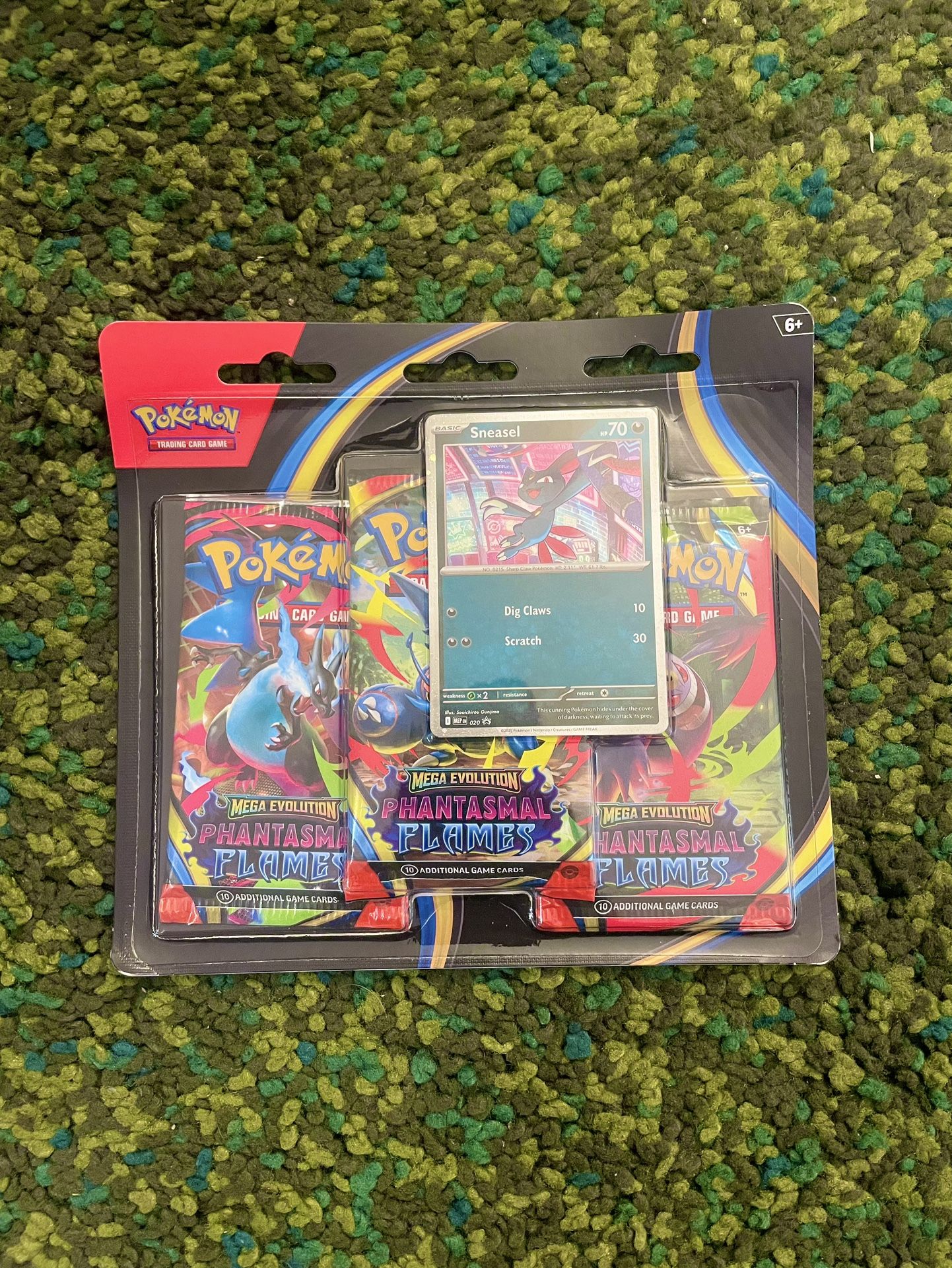 Pokemon Trading Card Game TCG Mega Evolutions Phantasmal Flames 3 pack blister with promo. New Cards pack .