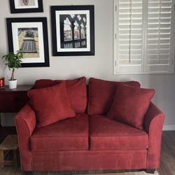 Red Upholstered Loveseat 