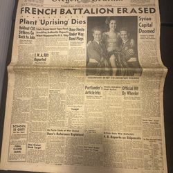 1941 Oregon Journal June 11 WWII French Battalion Erased Newspaper Antique