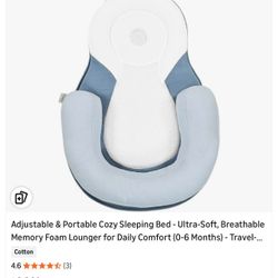 Adjustable & Portable Cozy Sleeping Bed - Ultra-Soft, Breathable Memory Foam Lounger for Daily Comfort (0-6 Months) - Travel-Friendly and Secure Floor