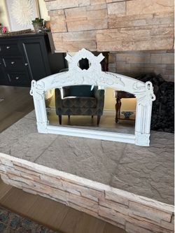 Vintage French country style ornate mantel mirror