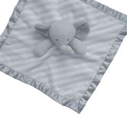 Cloud Island Gray Elephant Satin Stripe Lovey Baby Security Blanket 13x13 