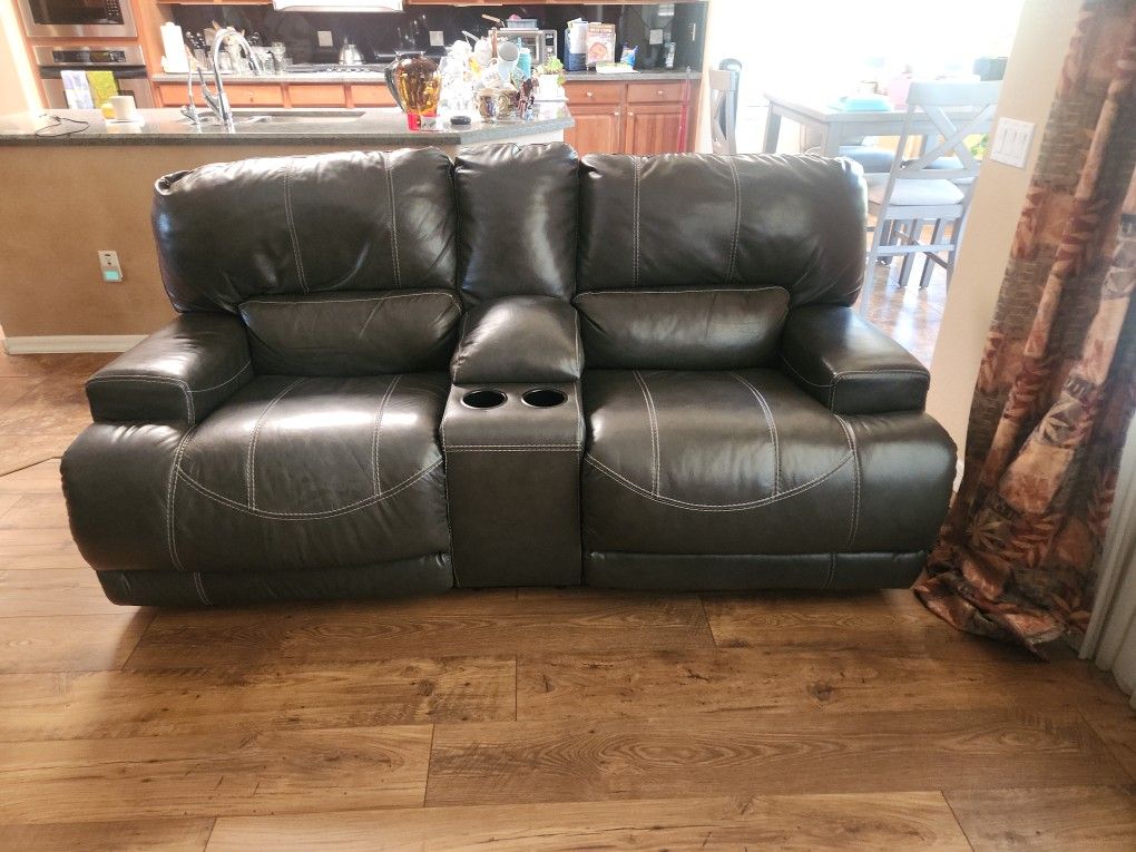 Reclining Leather Sofa and Loveseat