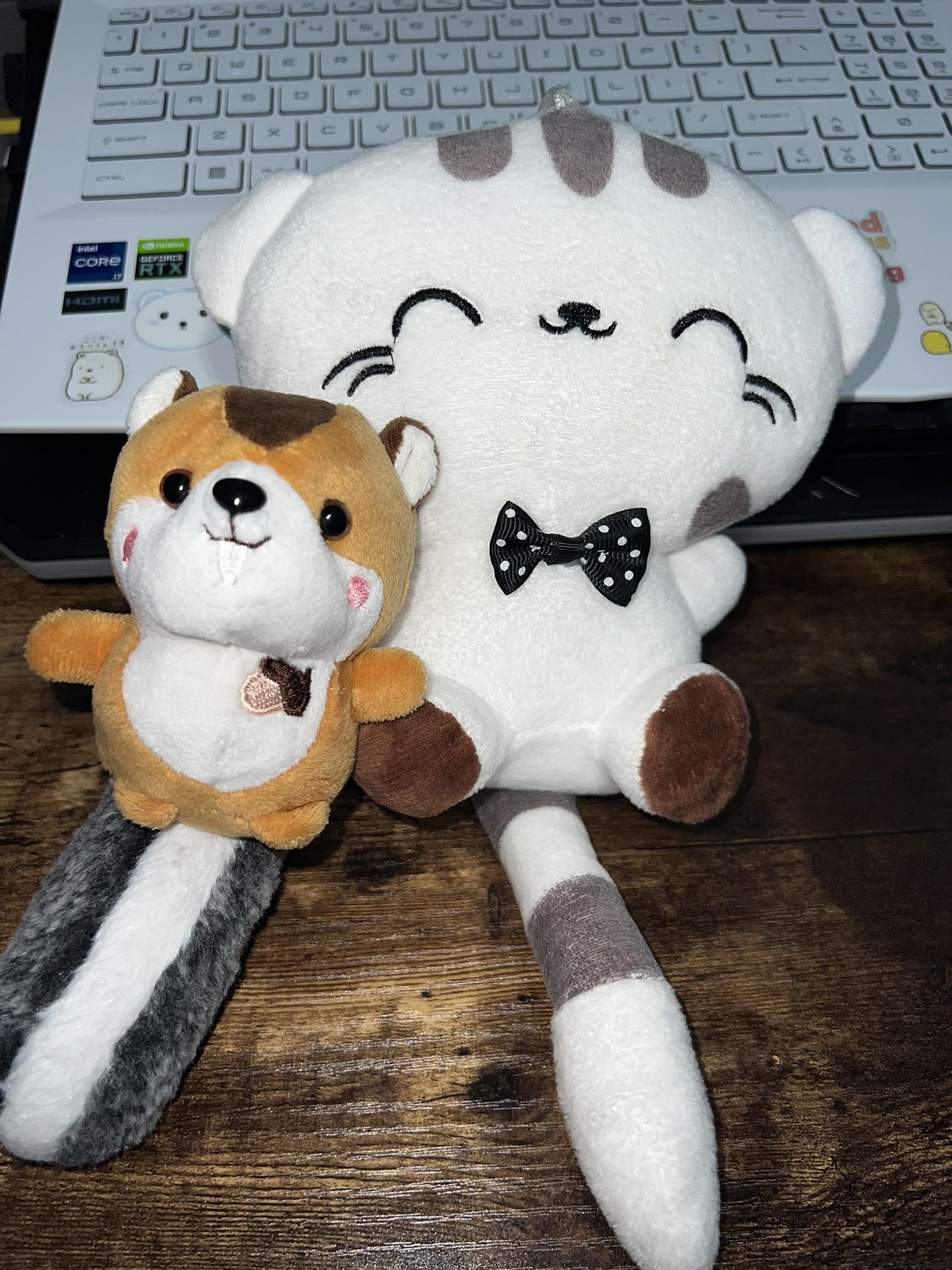  Kitty Cat Plushy and Squirrel Plush Stuffed Animal Doll Ball Chain