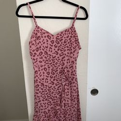 Pink Cheetah Pinup Tie Wrap Dress