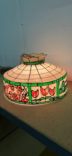 Vintage Coca-Cola Stained Glass Style Hanging Lamp