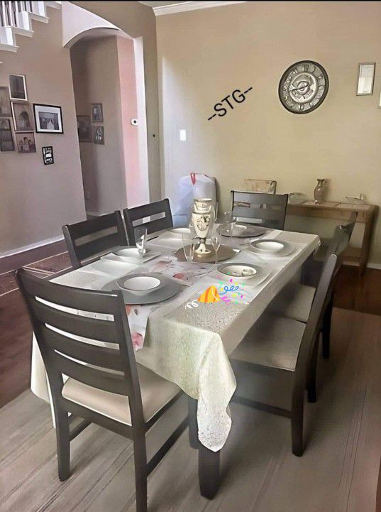 💥Free Delivery 💥 Dining Room Set*Dining Table and 6 Chairs👉$50  Down/GetNowPayLater 