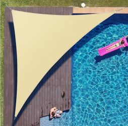 16' x 16' x 16' Triangle Sun Shade Sail Canopy Outdoor Patio Sand Color Sand Color