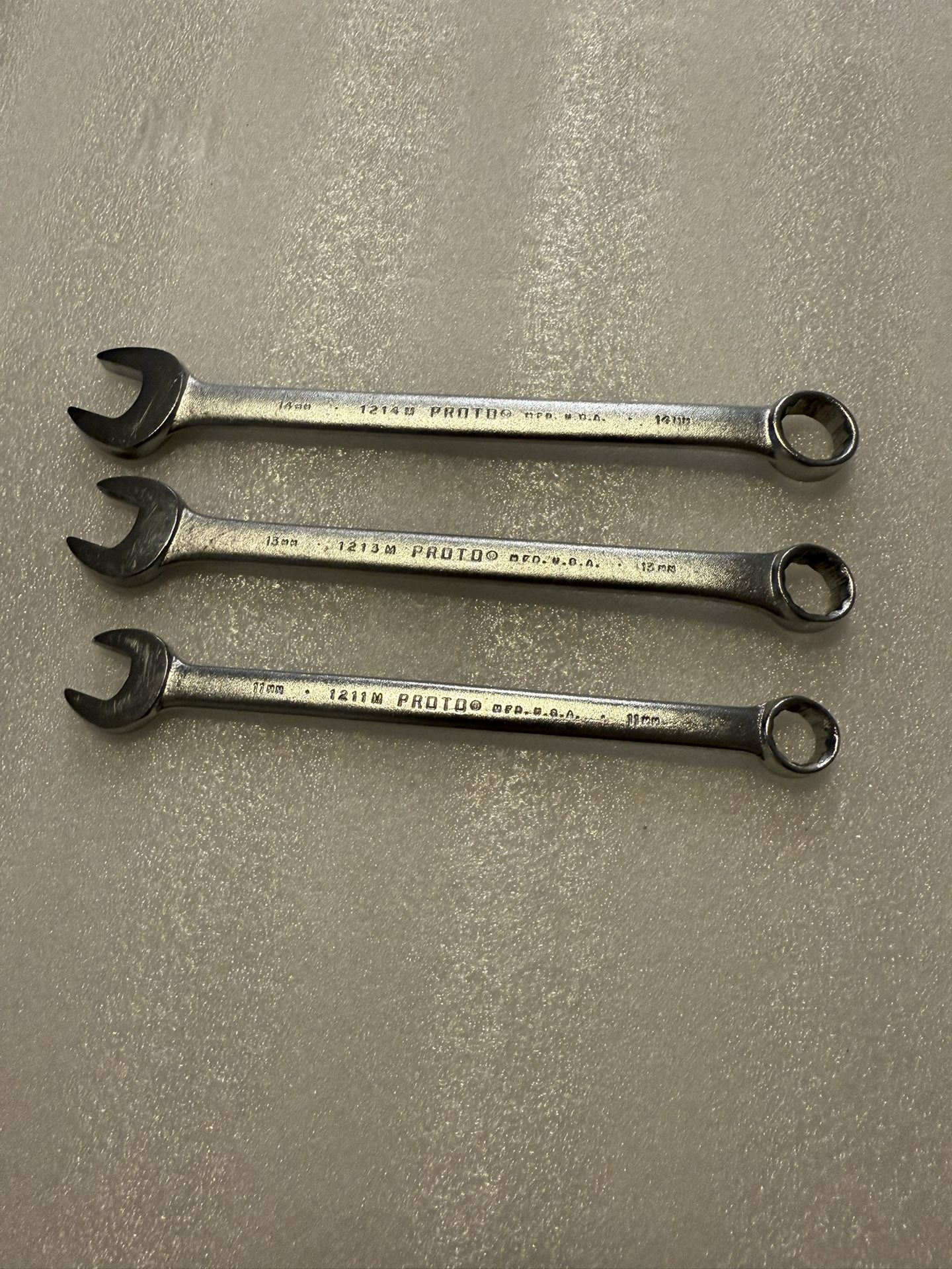3pc Vintage PROTO MFD USA Metric Combo Wrench Bundle (3) 