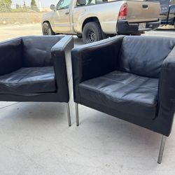 Modern Black Leather Armchair 