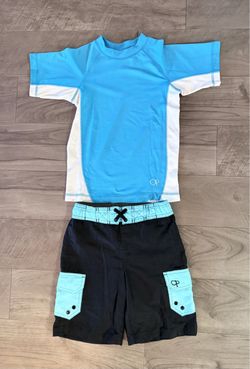 Boys Kids Rash Guard and Board Shorts Set