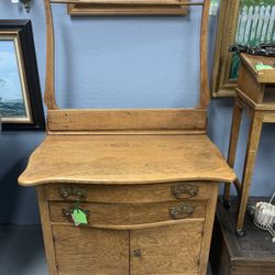 Antique Oak Washstand Cabinet 