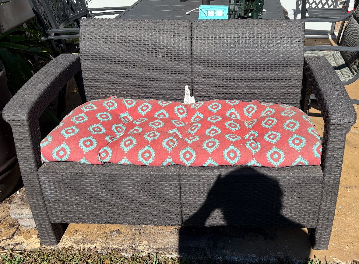 Loveseat In Great Condition, Like New- Never used- Just Decor -Wicker Style Just $45