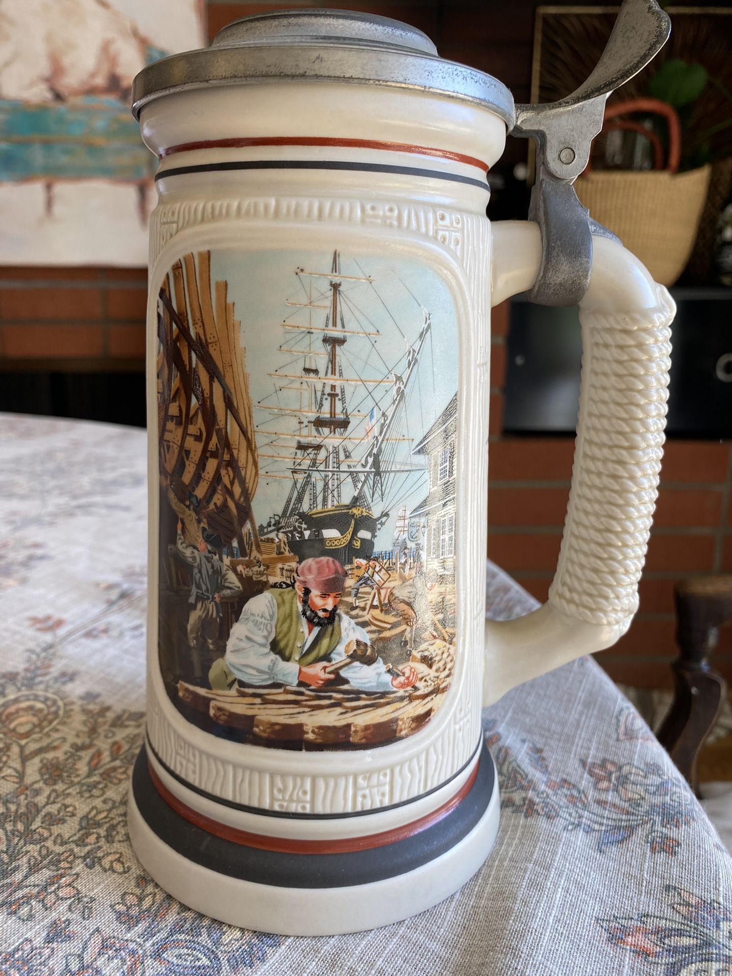 Vintage 1986 Avon The Building Of America Stein Collection “The Shipbuilder”