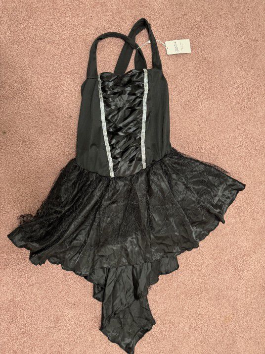 New Xl Black Renaissance Goth Midevial Dress Costume Fairy Pirate Corset 