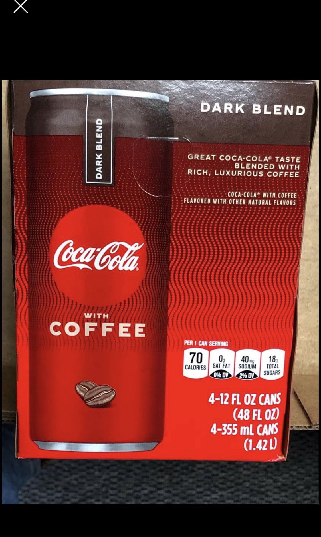Coca-cola With Coffe Pack Of 4 Cans 12onz