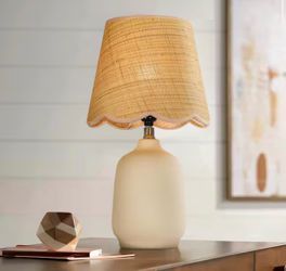 18.9 in. Cream Ceramic Table Lamp with Cone-Shaped Lampshade (Set of 1)