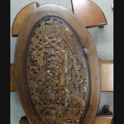 Rare Filigree Work Tea Table With 6 Nesting Stools 