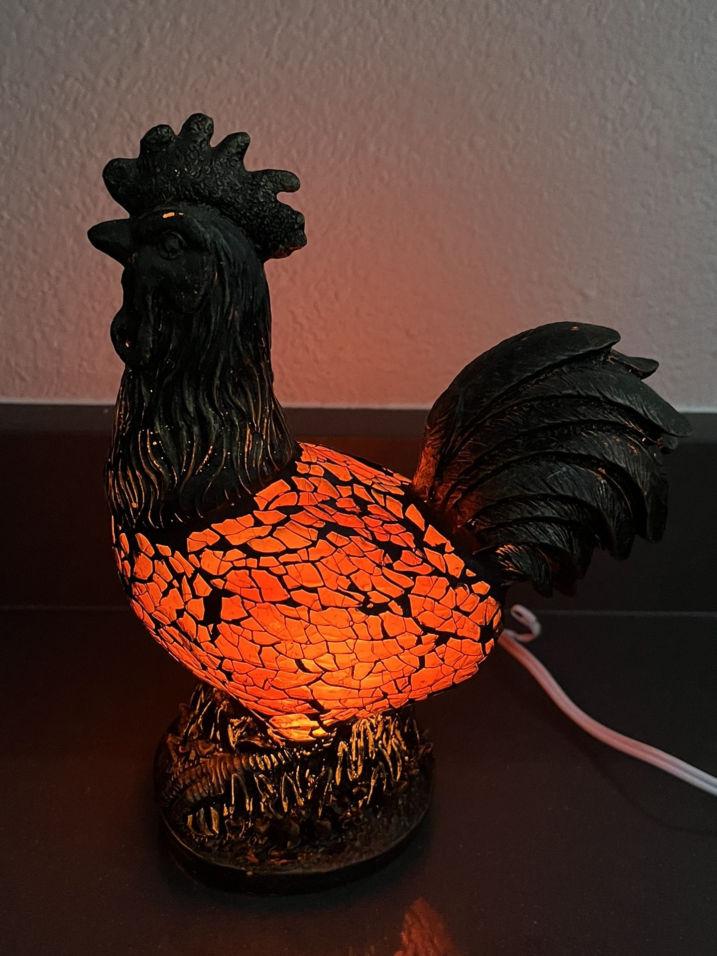 Rooster/ Chicken Mosiac Glass Table Lamp