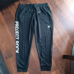 XXL Under Armour Project Rock Men's Terry Jogger Pants Black White
