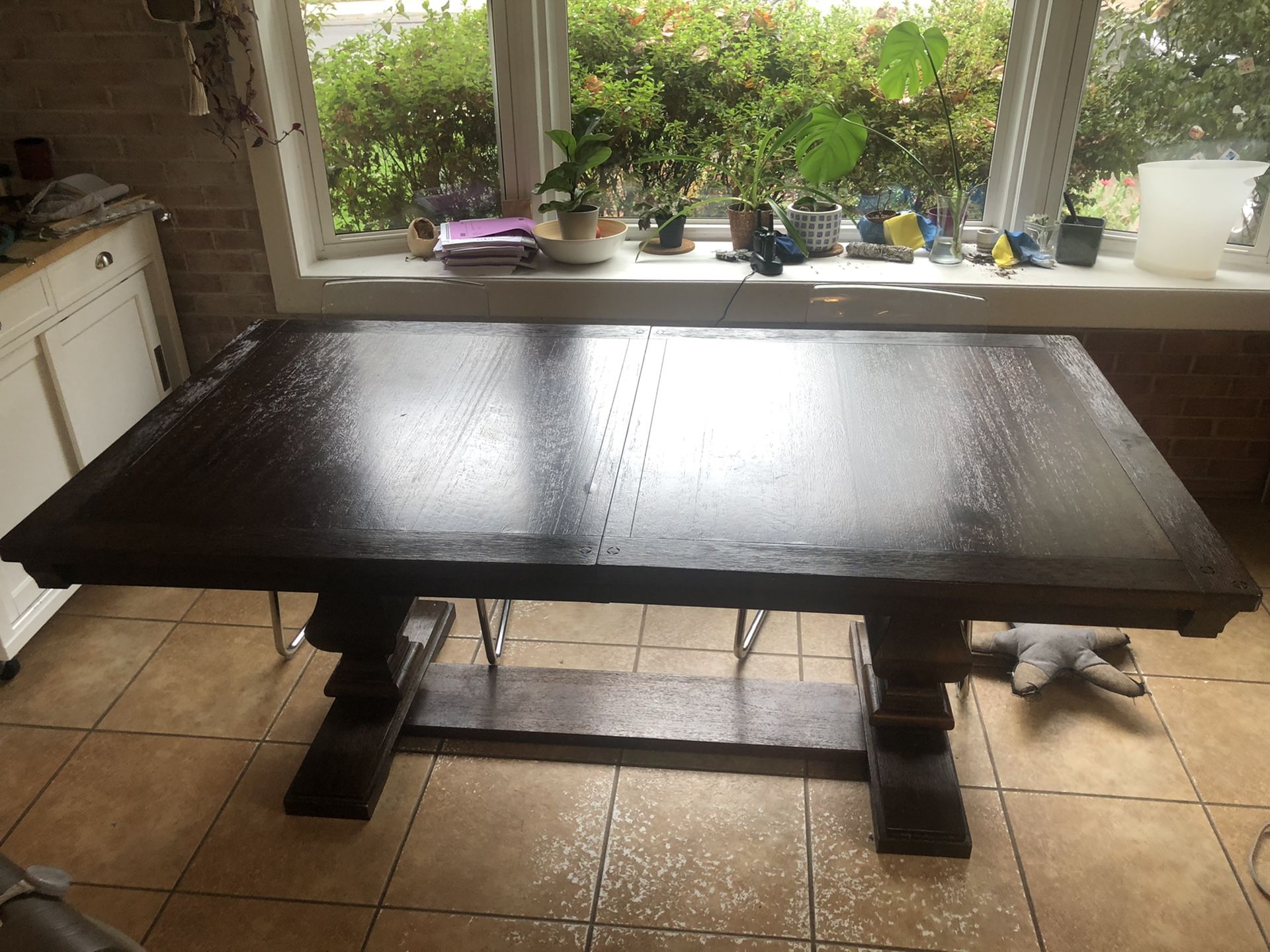 Large Pedestal Kitchen Table (76.5”x40”)