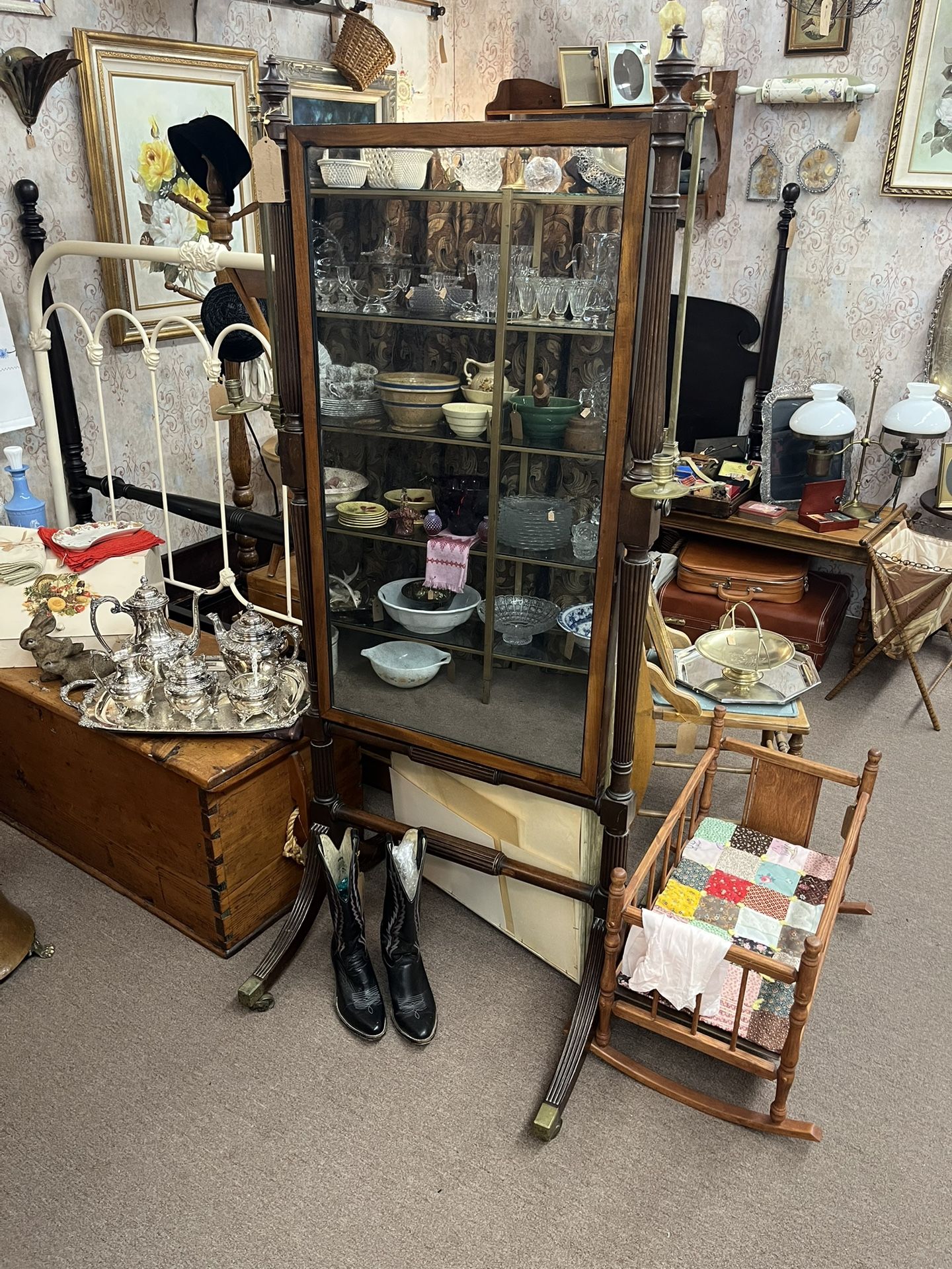 Antique Regency Cheval Full Length Mirror