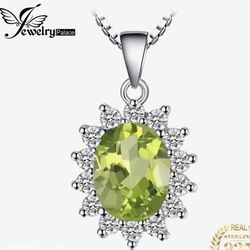 925 Sterling Silver Peridot Pendant [aPEN79]
