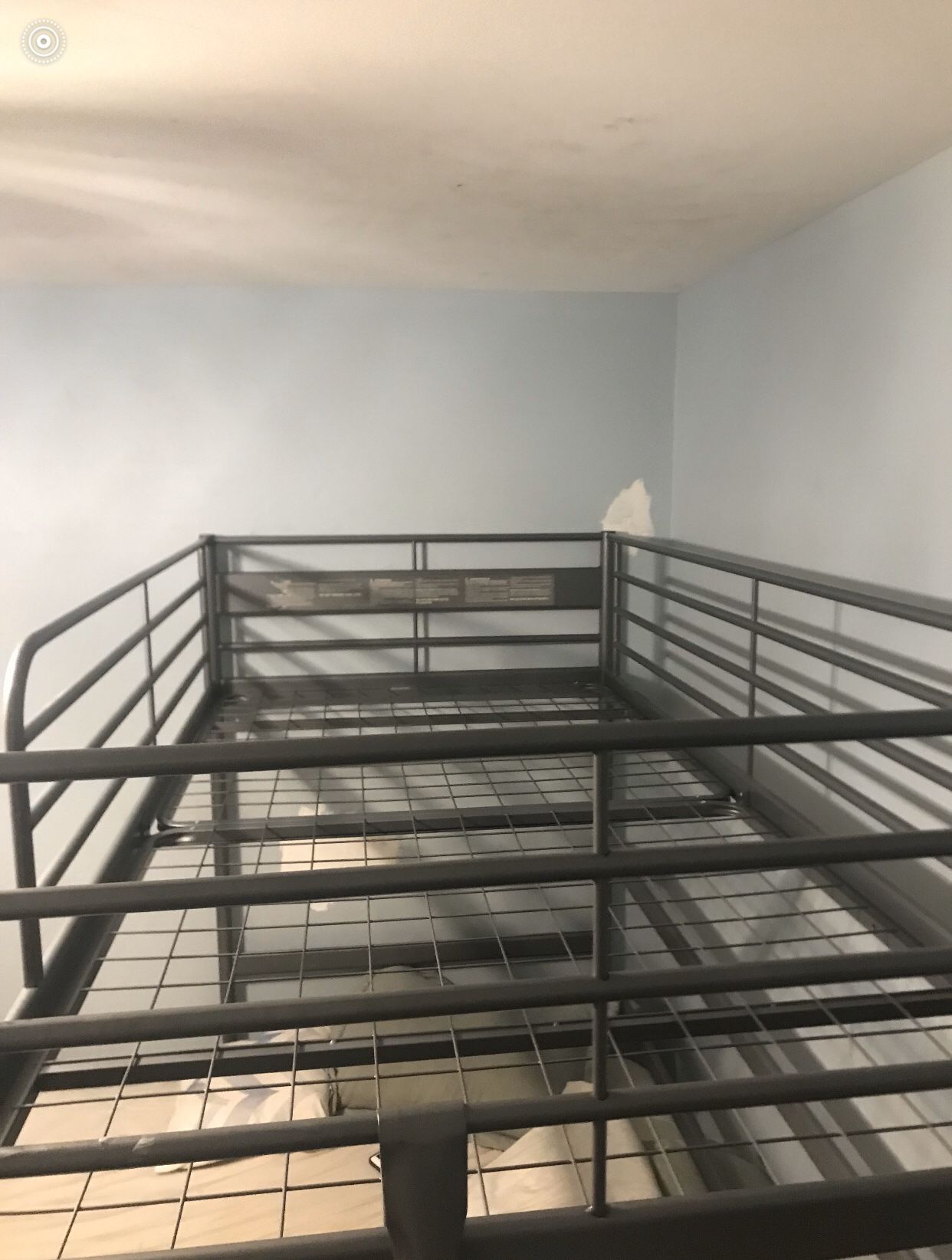 Steel metal twin size bunk bed - top bunk