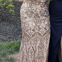 Champagne Sequins Prom Dress - Size M