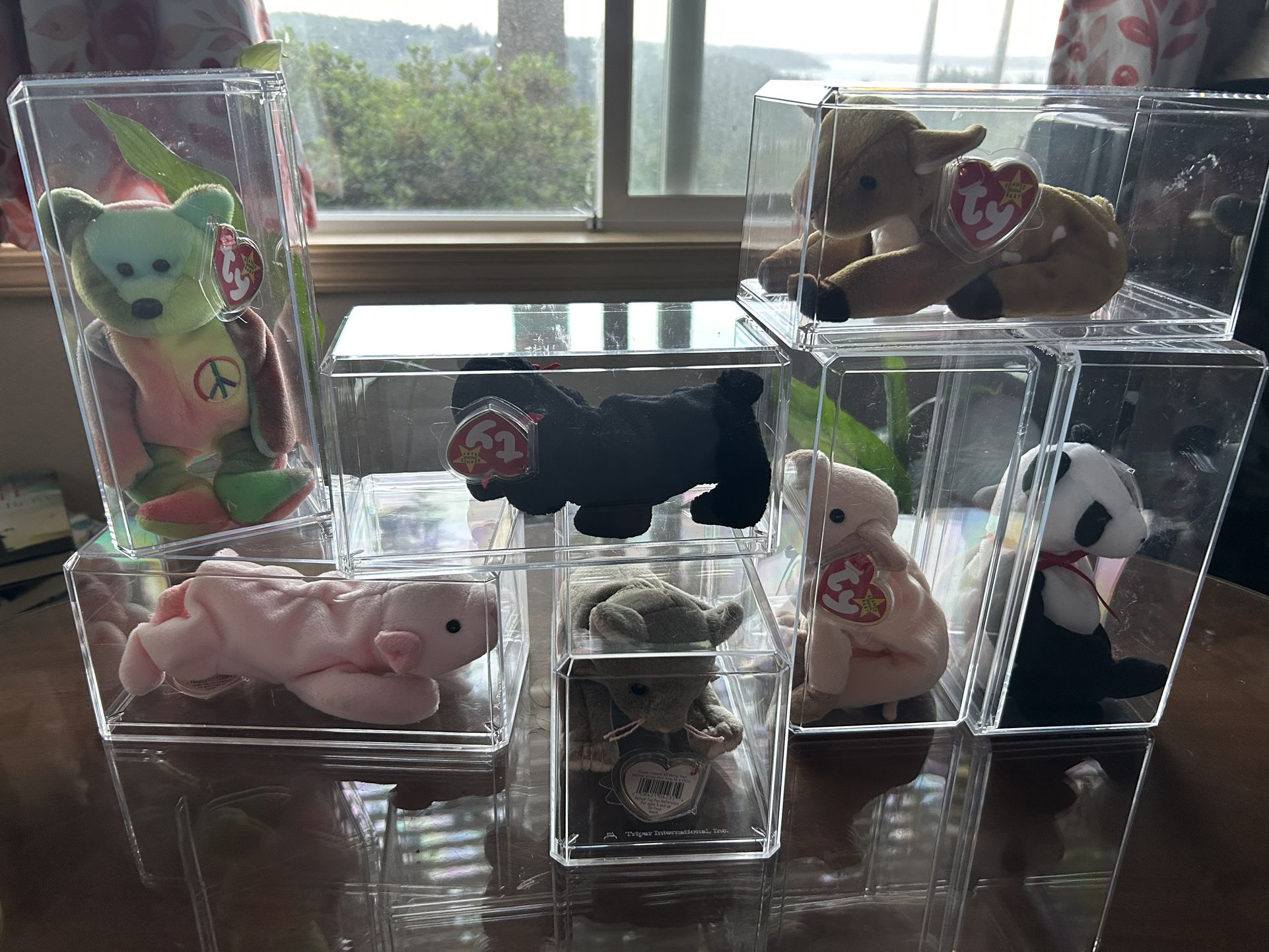 Vintage Mint 1990s Ty Beanie Babies Lot of 7 - High Chance Of Errors Peace Bear In Acrylic NOS