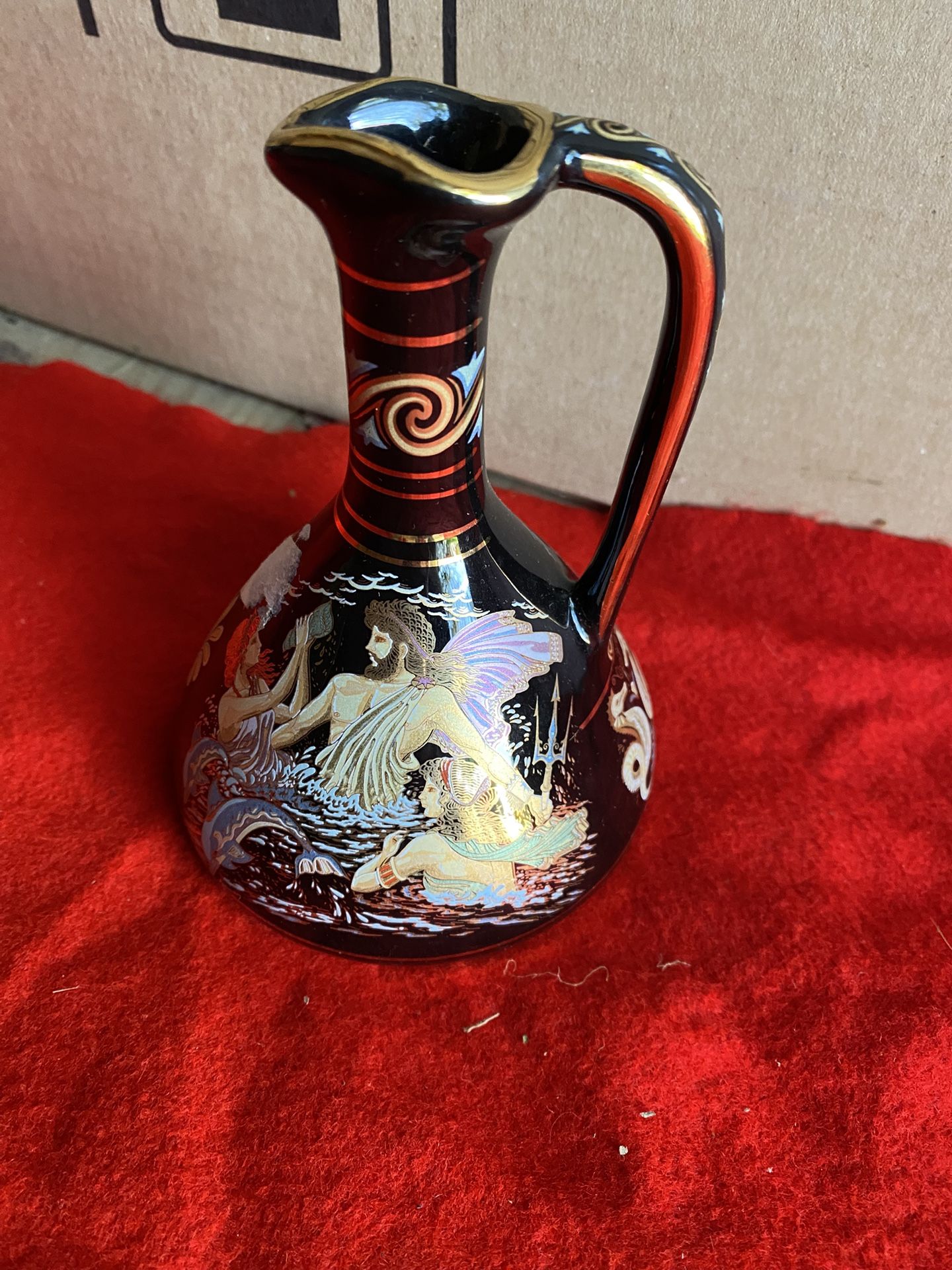 5.5 Inch 24k Black & Gold Handmade In Greece Greek Ceramic Vase Imported From Greece (2 available)