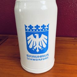 Vintage Beer Stein Brauhaus Schweinfurt Coat Of Arms 1 L Stoneware Mug, Germany