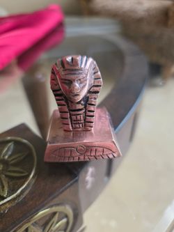 Vintage Egyptian Pharaoh Copper Figurine 2"