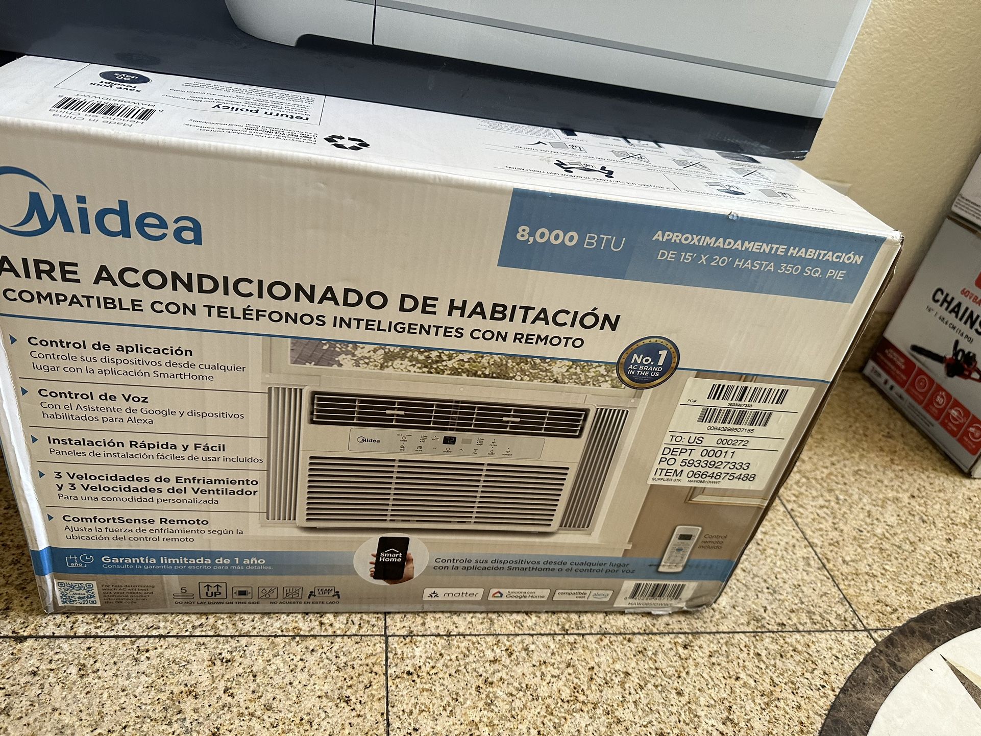 Midea 8,000 BTU 115V Smart Window Air Conditioner with Comfort Sense Remote, Up to 350 Sq. ft., ,