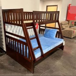 Brand New 🦚$30 Down Payment Finance🦚Rowe Brown Twin Full Bunk Bed